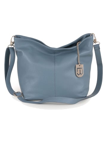 Lucca Baldi Leder-Schultertasche "Trapani" in Hellblau - (B)33 x (H)25 x (T)14 cm