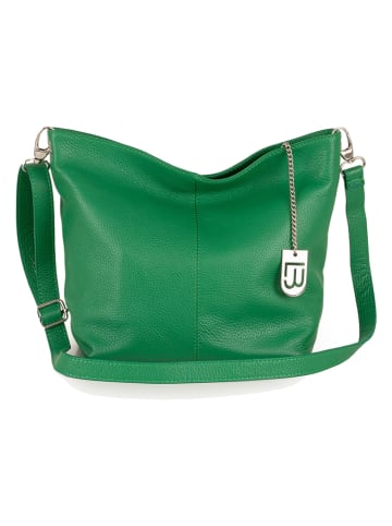 Lucca Baldi Leren schoudertas "Trapani" groen - (B)33 x (H)25 x (D)14 cm