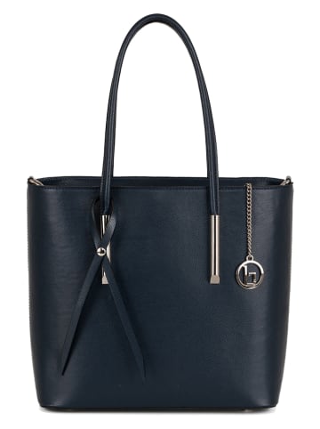 Lia Biassoni Leren schoudertas "Mallero" donkerblauw - (B)32 x (H)30 x (D)12 cm