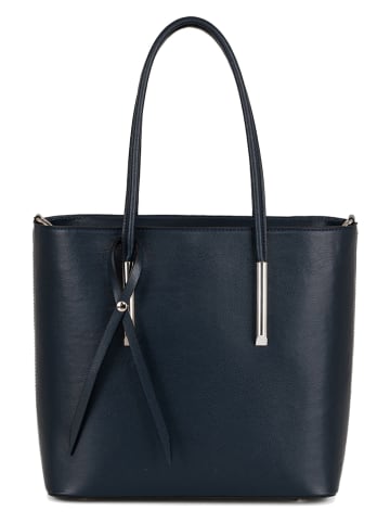 Lia Biassoni Leren schoudertas "Mallero" donkerblauw - (B)32 x (H)30 x (D)12 cm