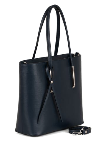 Lia Biassoni Leren schoudertas "Mallero" donkerblauw - (B)32 x (H)30 x (D)12 cm