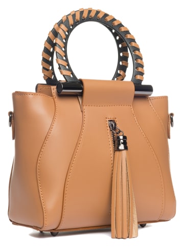 Lia Biassoni Leder-Henkeltasche "Garlate" in Hellbraun - (B)28 x (H)21 x (T)10 cm