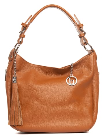 Lia Biassoni Leren schoudertas "Monate" camel - (B)36 x (H)26 x (D)10 cm
