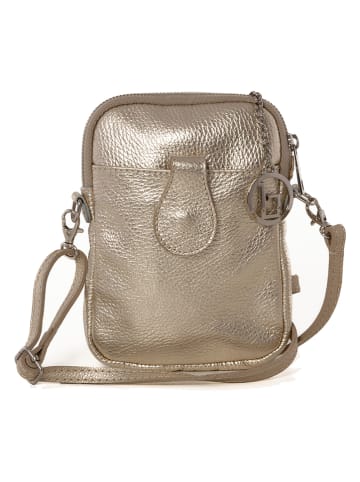 Lia Biassoni Leder-Handytasche "Paglia" in Gold - (B)15 x (H)20 x (T)1 cm