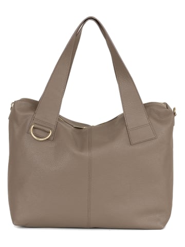 Lia Biassoni Leder-Schultertasche "Calabritto" in Taupe - (B)37 x (H)29 x (T)12 cm