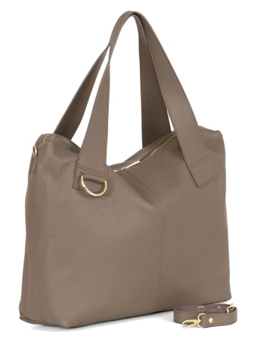 Lia Biassoni Leder-Schultertasche "Calabritto" in Taupe - (B)37 x (H)29 x (T)12 cm