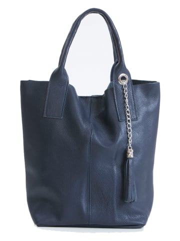 Pia Sassi Leren shopper "Monte Cimone" donkerblauw - (B)28 x (H)35 x (D)17 cm