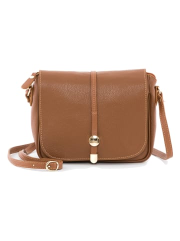 Pia Sassi Leder-Umhängetasche "Monte Avella" in Camel - (B)25 x (H)23 x (T)7 cm