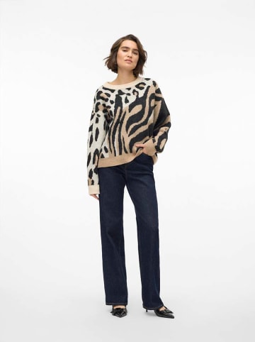 Vero Moda Pullover in Hellbraun/ Schwarz