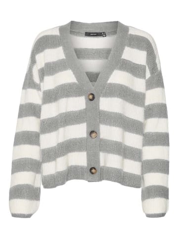 Vero Moda Cardigan "Natahlie" in Grau/ Weiß