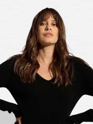 Just Cashmere Kasjmieren jurk "Tracy" zwart