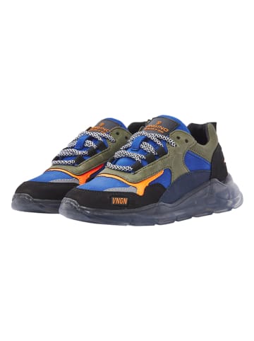 Vingino Leren sneakers "Fabian" kaki/blauw