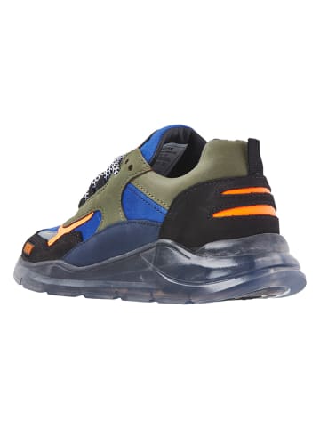 Vingino Leren sneakers "Fabian" kaki/blauw