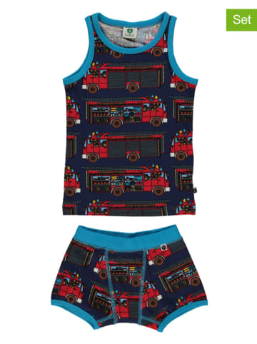 Småfolk 2-delige ondergoedset "Brandweerwagen" blauw/rood