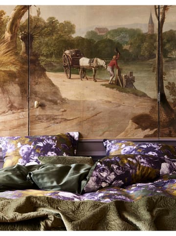 Essenza Komplet pościeli satynowej "Leila" w kolorze fioletowo-zielonym