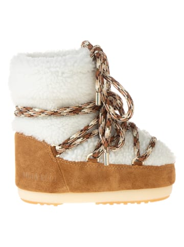 Moon Boot Skórzane botki zimowe "Light Low Shearling" w kolorze jasnobrązowo-białym