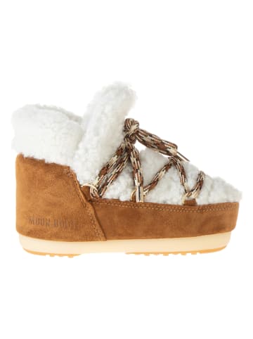 Moon Boot Leren boots "Pumps Shearling" wit/lichtbruin