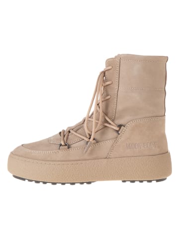 Moon Boot Leder-Winterboots "Mtrack Lace" in Beige