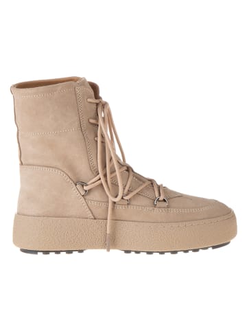 Moon Boot Skórzane botki zimowe "Mtrack Lace" w kolorze beżowym
