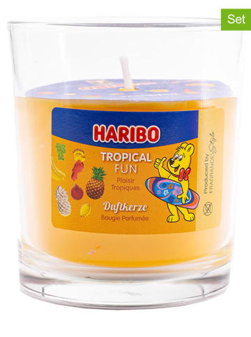 Haribo 2er-Set: Duftkerze "Haribo Tropical Fun" in Orange - 2 x 135 g