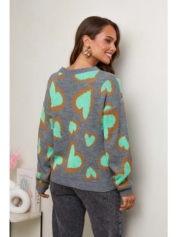 L'armoire de Suzette Pullover in Grau/ Türkis