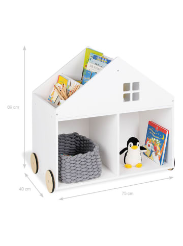 Pinolino Kinderbücherregal mit Rollen in Weiß - (B)75 x (H)69 x (T)45 cm