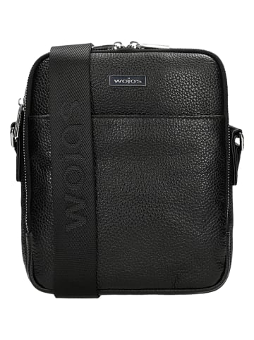 Wojas Leder-Umhängetasche in Schwarz - (B)23 x (H)19 x (T)5 cm