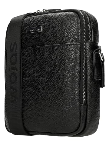 Wojas Leder-Umhängetasche in Schwarz - (B)23 x (H)19 x (T)5 cm