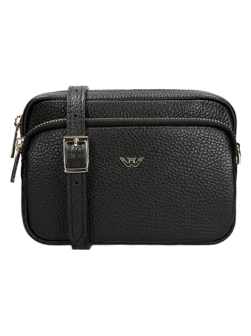 Wojas Leder-Umhängetasche in Schwarz - (B)18 x (H)13 x (T)6,5 cm