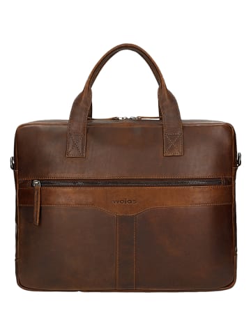 Wojas Skórzana torba w kolorze brązowym na laptopa - 38 x 29 x 7 cm