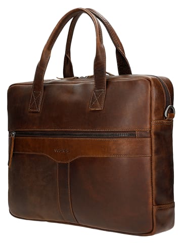 Wojas Skórzana torba w kolorze brązowym na laptopa - 38 x 29 x 7 cm