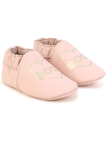 Hugo Boss Kids Skórzane buty w kolorze jasnoróżowym do raczkowania