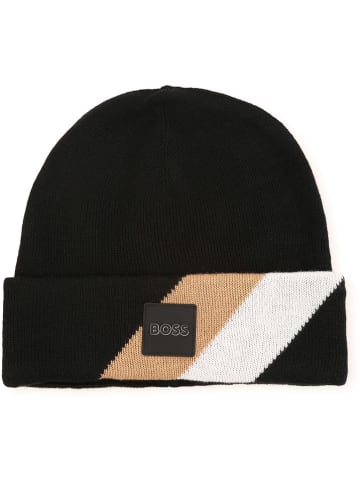 Hugo Boss Kids Beanie in Schwarz/Beige/Weiß
