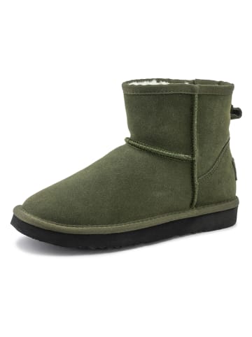 natural world Leder-Winterboots in Khaki