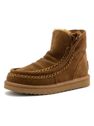 natural world Leder-Winterboots in Hellbraun