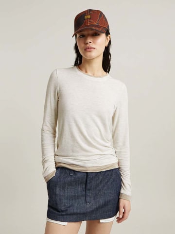 G-Star Longsleeve in Weiß/ Hellbraun