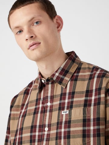 Wrangler Blouse - regular fit - lichtbruin/rood