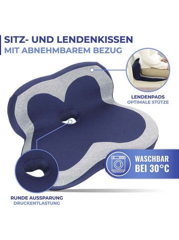 Wenko 2-in-1 zit- & lendekussen blauw/grijs - (B)47 x (H)20 x (D)35 cm