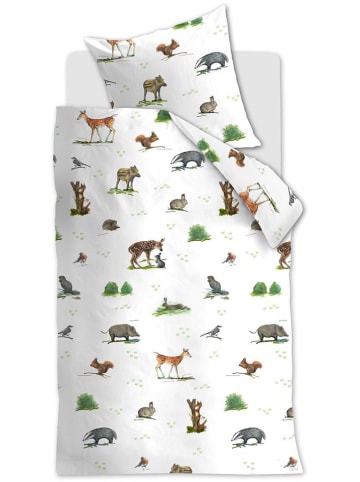 Hanneke de Jager Renforcé-Bettwäsche-Set "Forest Animals" in Weiß/ Bunt