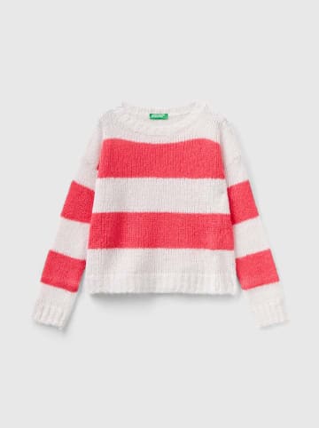 Benetton Pullover in Rot/ Weiß