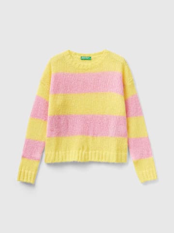 Benetton Pullover in Rosa/ Gelb