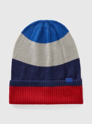 Benetton Beanie donkerblauw/rood/grijs