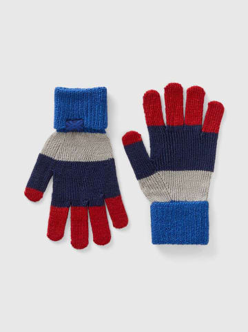 Benetton Fingerhandschuhe in Dunkelblau/ Grau/ Rot