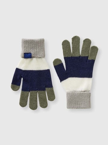 Benetton Fingerhandschuhe in Dunkelblau/ Khaki/ Creme