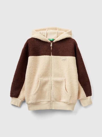 Benetton Fleece vest bruin/crème