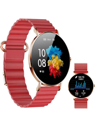 XCOAST Smartwatch "Siona 2 ultra flach" in Rot/ Roségold