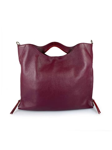 Mila Blu Leder-Henkeltasche in Bordeaux - (B)39 x (H)31 x (T)5 cm