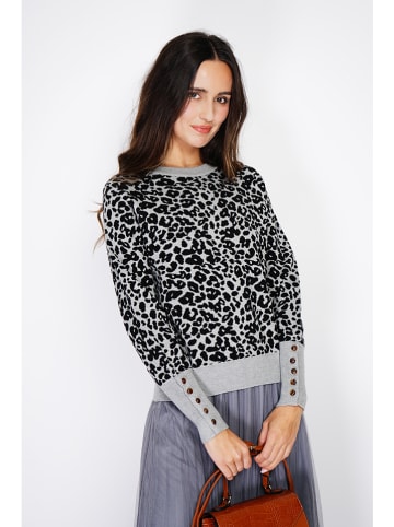 ASSUILI Kaschmir-Pullover in Schwarz/ Grau