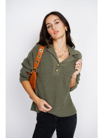 ASSUILI Kaszmirowy sweter w kolorze khaki