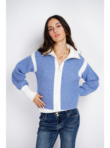 ASSUILI Cardigan in Blau/ Weiß